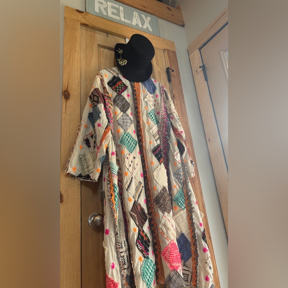 🆕 A Rare Bird Patchwork Multicolor Open Front Cardigan OS - Picture 9 of 16